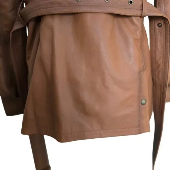 Lauren Ralph Lauren Oversize 4 Lambskin Leather Burnished Jacket NWT Cognac - Picture 4 of 10